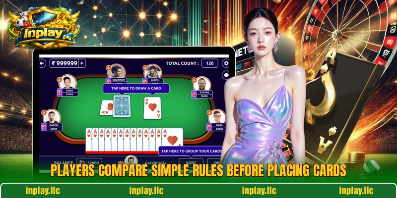 Players compare simple rules before placing cards